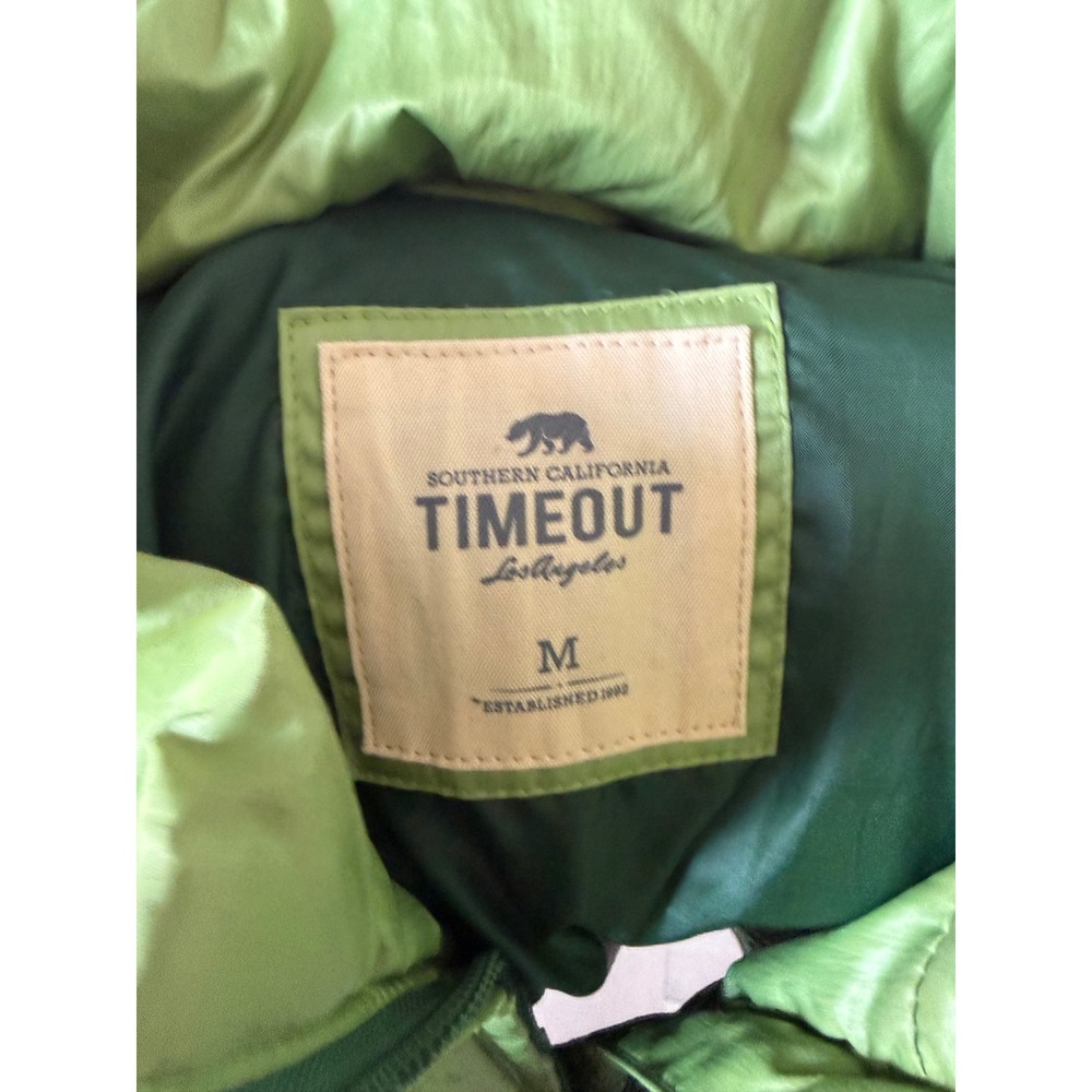 Timeout California Women Olive Green Puffer Vest Hooded Zip Size M 134086270NY05 - Picture 2 of 7